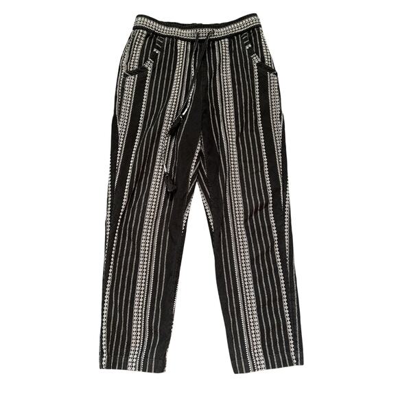 Anthropologie Essential Beach Pants Women Size Medium Boho Bohemian Black White - Picture 1 of 9